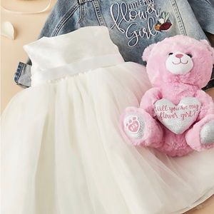 David’s Bridal size 6 flower girl white dress with satin top and tulle bottom